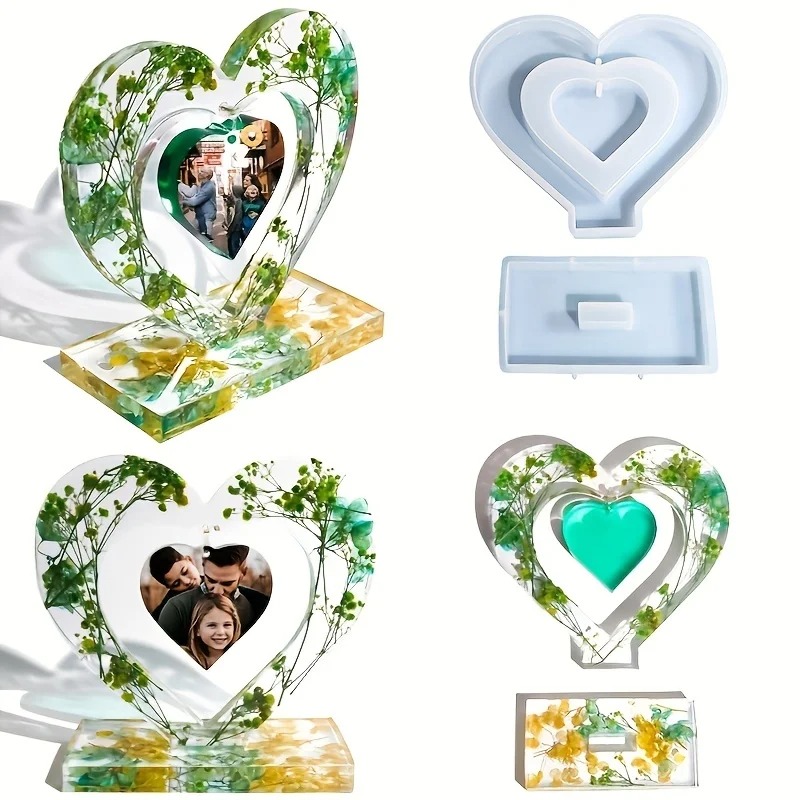 Gold Foil Flakes - Heart Resin Molds, 2 Pieces Love