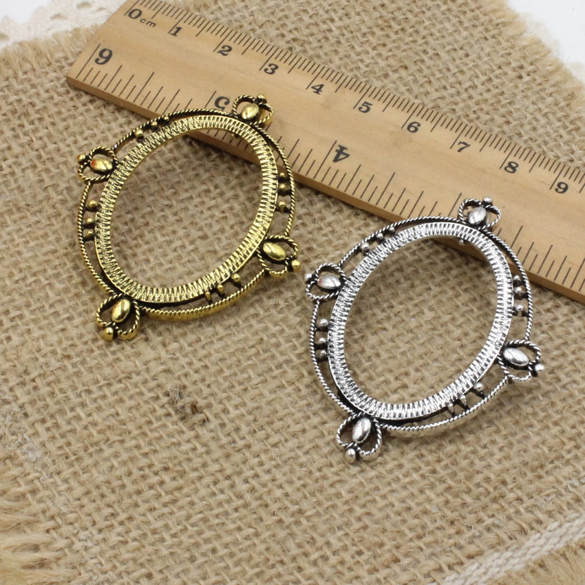 Bezels Set Pendant - Fit 30x40mm Oval Cabochon Antique Silver/gold