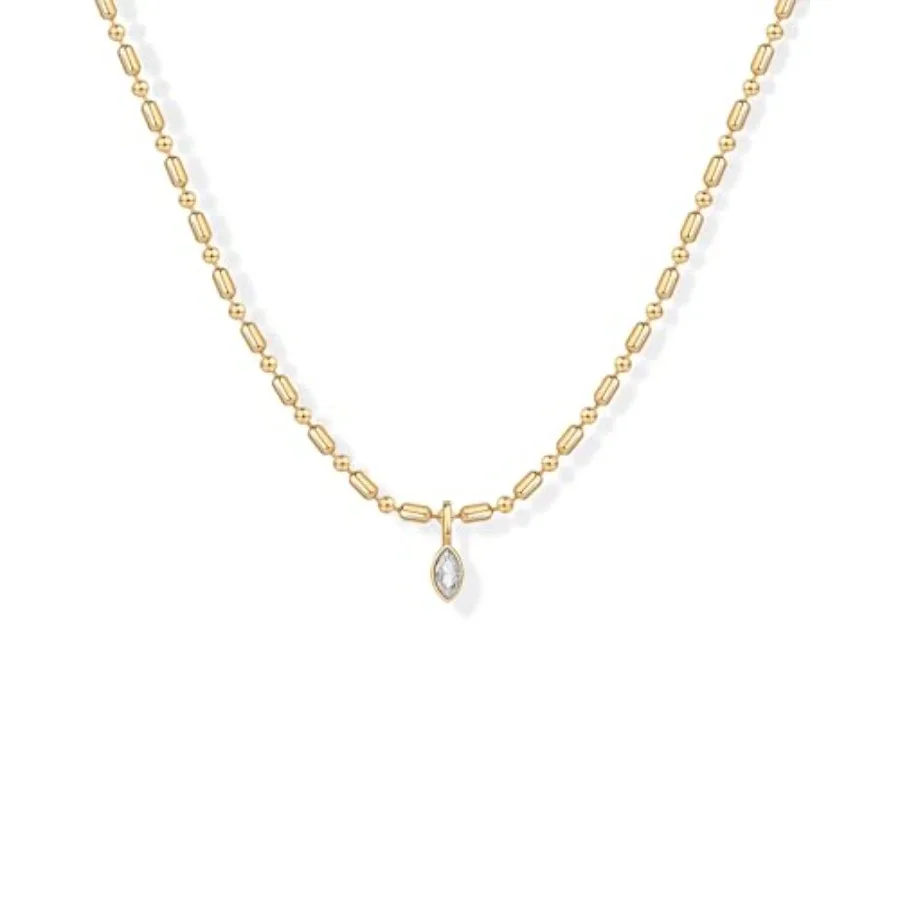 Bezels Set Pendant - 14K Gold Plated Dainty Tube Ball