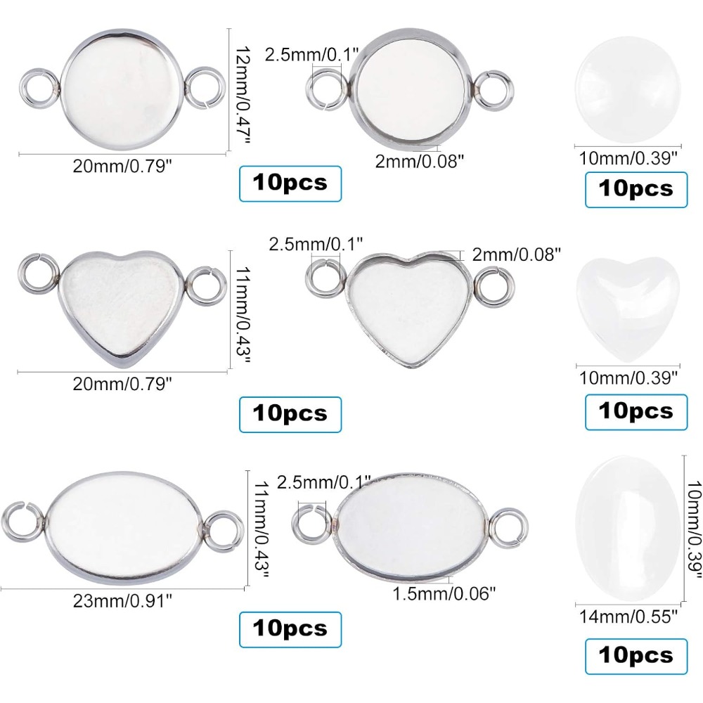30 Sets Oval/Flat Round/Heart  - Bezels Set Pendant incelemesi ve fiyatı