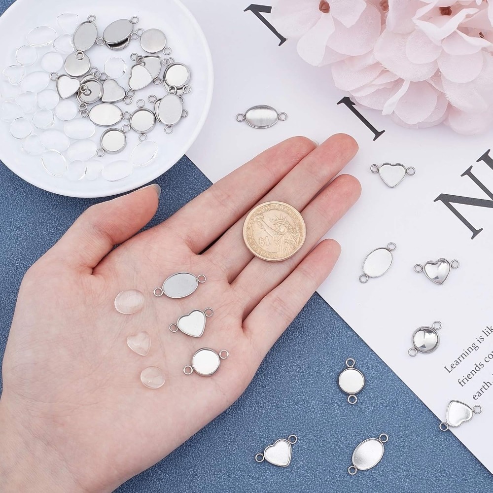 30 Sets Oval/Flat Round/Heart  - Bezels Set Pendant incelemesi ve fiyatı