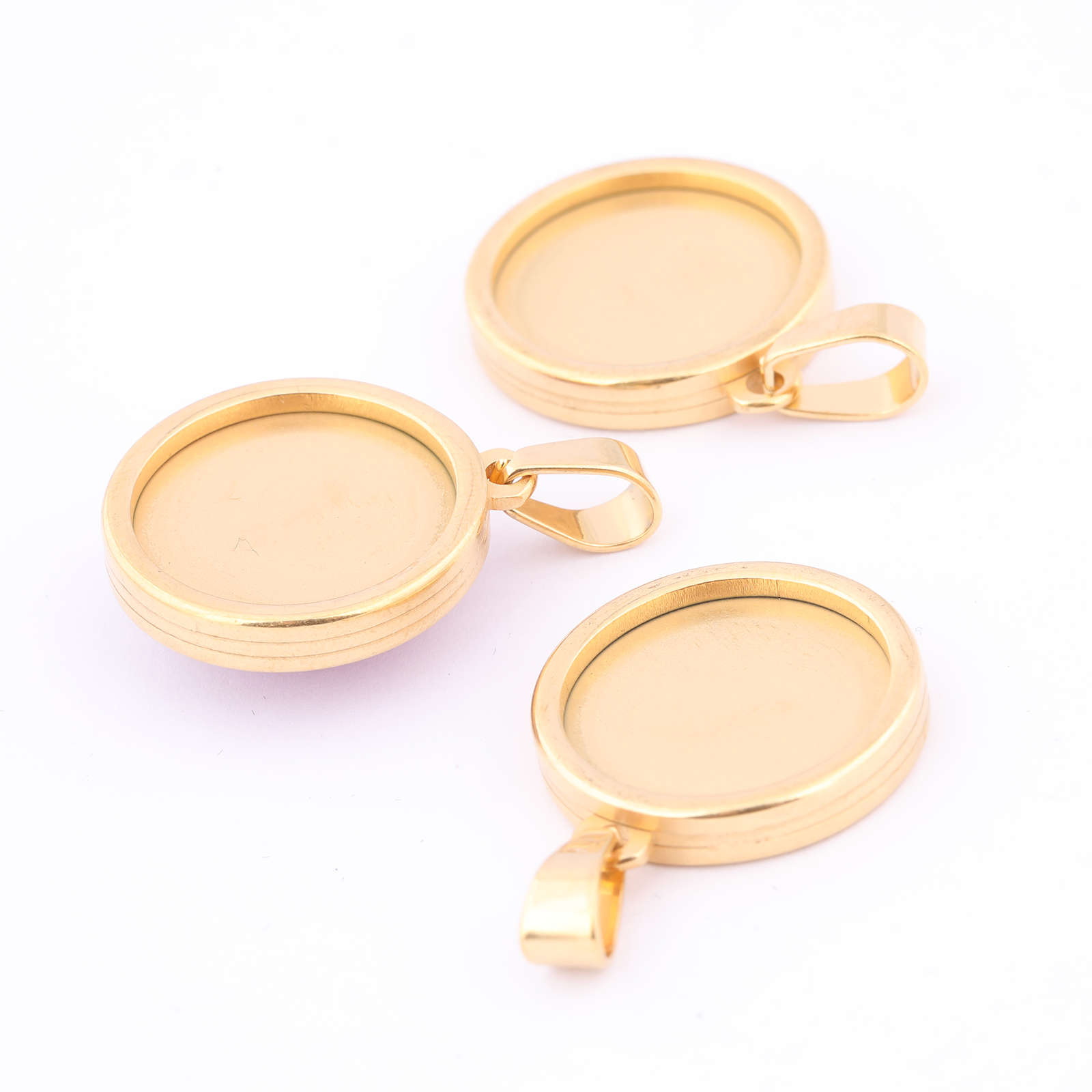 5pcs Stainless Steel Gold Plat - Bezels Set Pendant incelemesi ve fiyatı