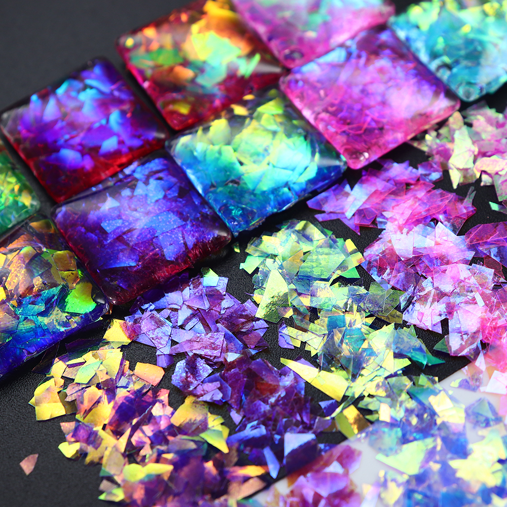 12 Grids/Box Iridescent Glitte - Gold Foil Flakes incelemesi ve fiyatı