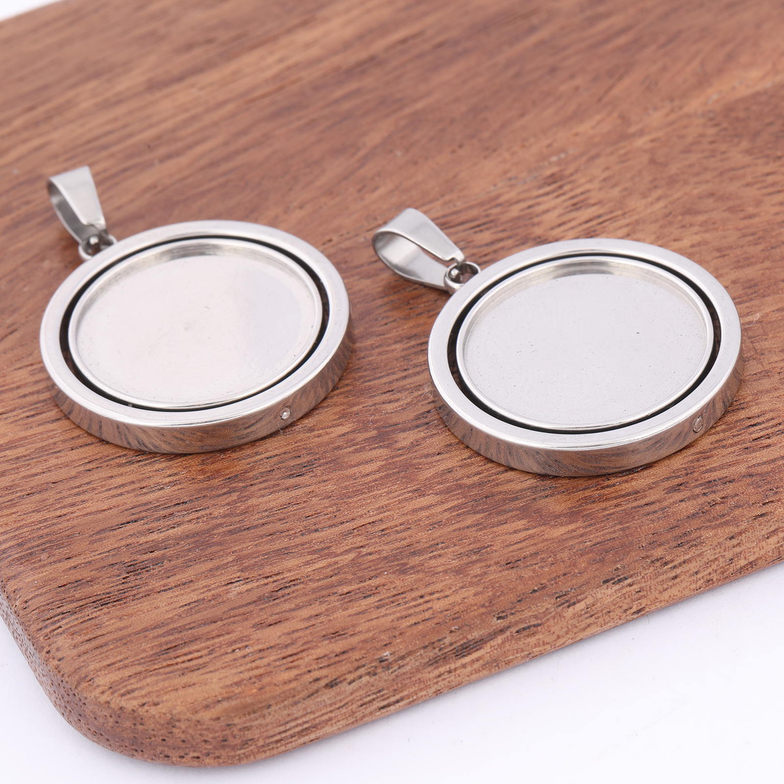 3pcs Stainless Steel  Rotatabl - Bezels Set Pendant incelemesi ve fiyatı