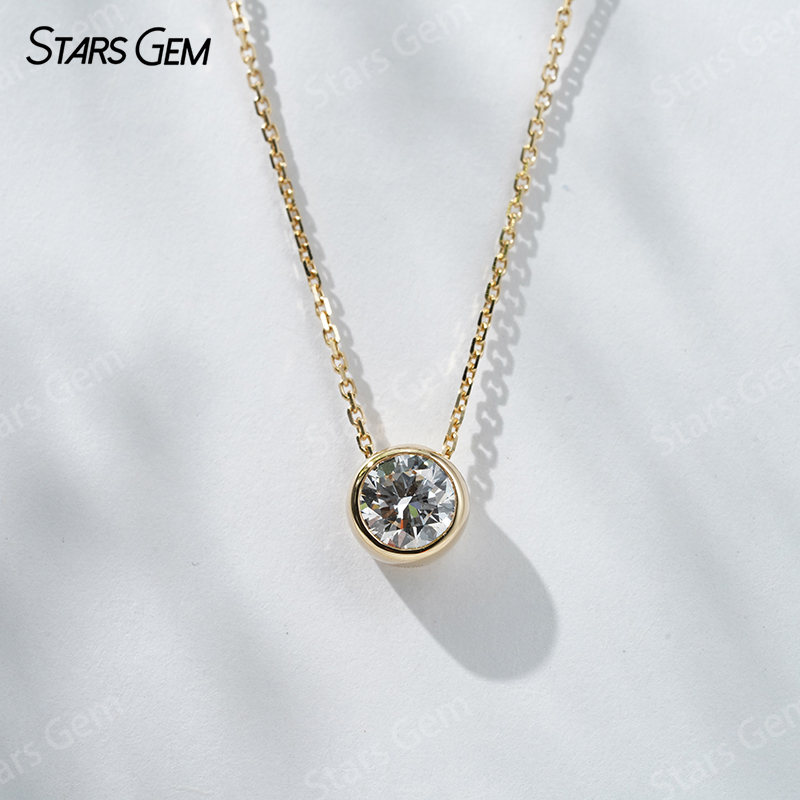 18K Gold 6.4mm 1.0ct Round Bri - Bezels Set Pendant incelemesi ve fiyatı