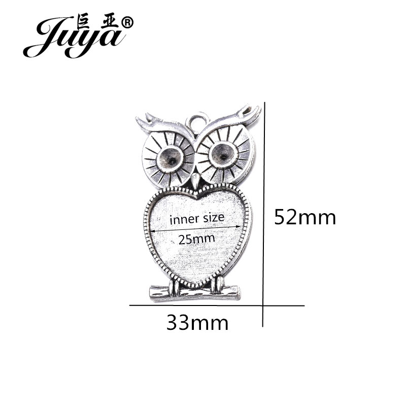 5pcs/lot 25mm Heart Shape Owl  - Bezels Set Pendant incelemesi ve fiyatı