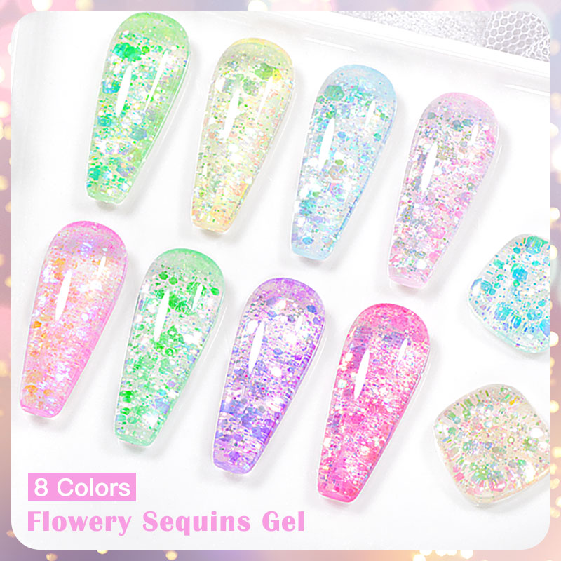 4/8pcs Flowery Sequins Gel Nai - Resin Glitter Pack incelemesi ve fiyatı