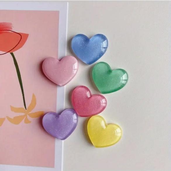 6pcs Colorful Heart Shaped Fri - Resin Glitter Pack incelemesi ve fiyatı