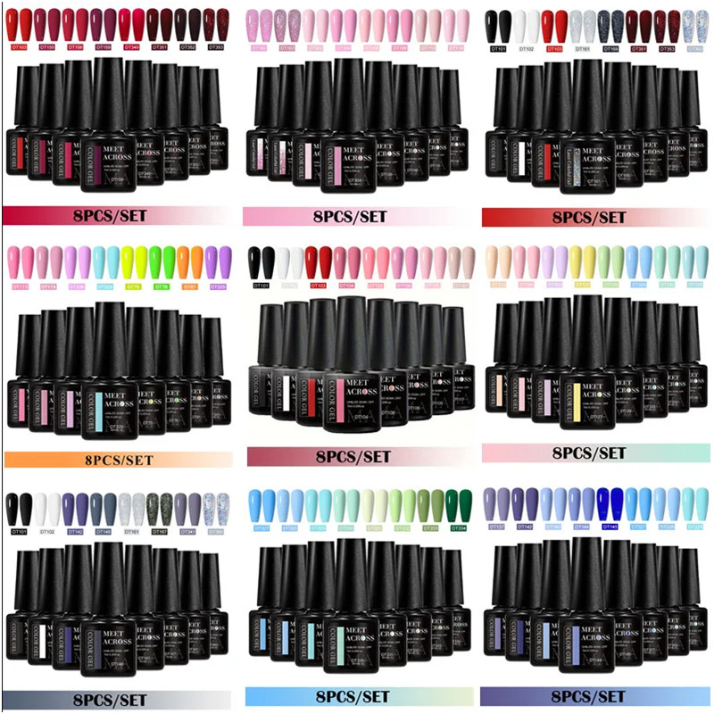 8pcs Gel Nail Polish Set HEMA  - Resin Glitter Pack incelemesi ve fiyatı