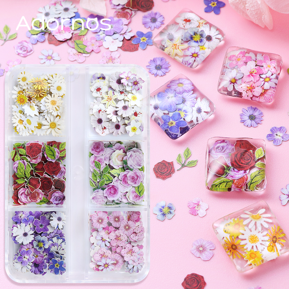 6 Grids Flowers Wood Pulp Chip - Gold Foil Flakes incelemesi ve fiyatı