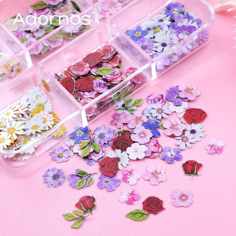 6 Grids Flowers Wood Pulp Chip - Gold Foil Flakes incelemesi ve fiyatı