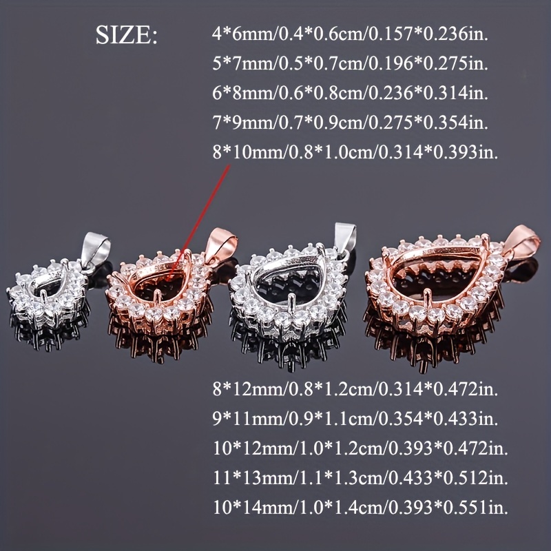 1pc Rose Golden Silvery Tear D - Bezels Set Pendant incelemesi ve fiyatı
