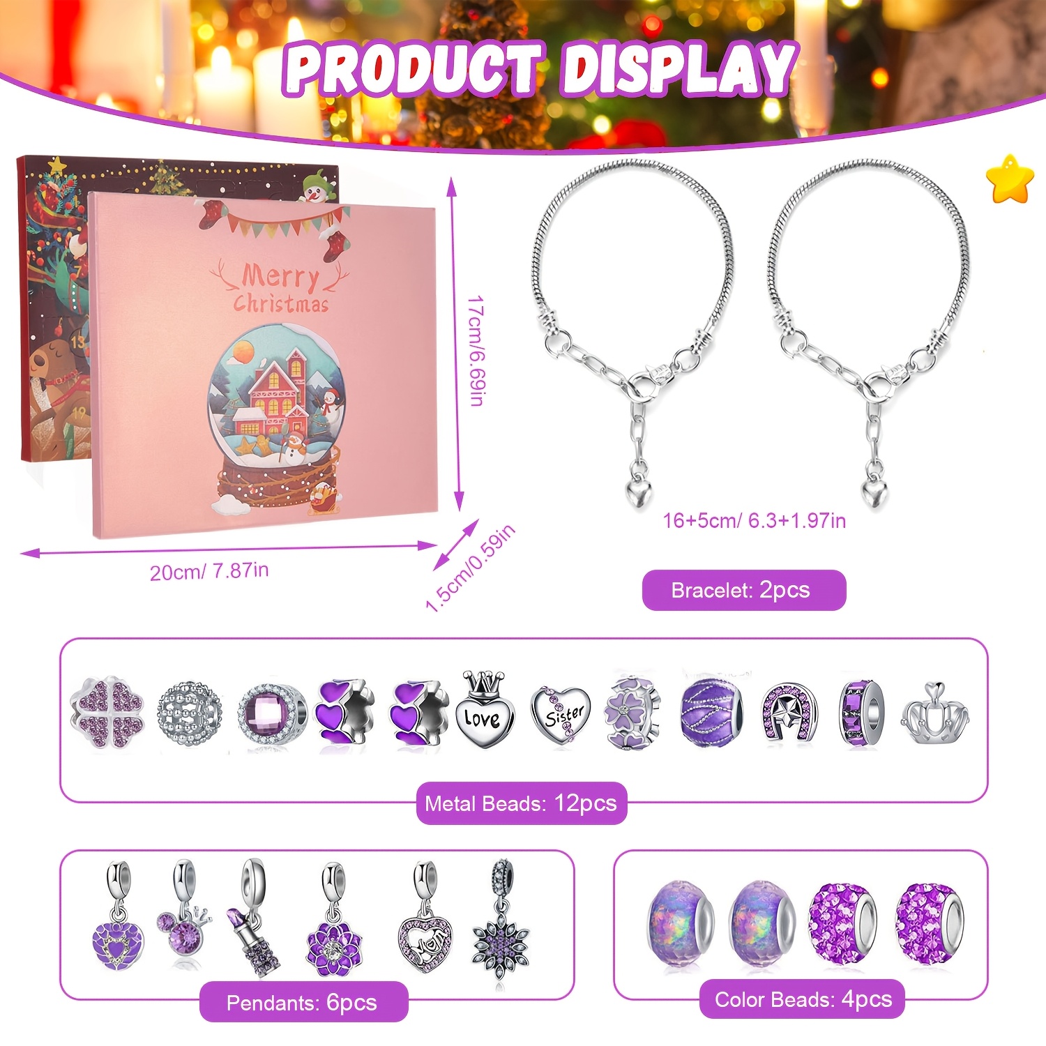 Christmas purple beads DIY jew - Resin Jewelry Kit incelemesi ve fiyatı