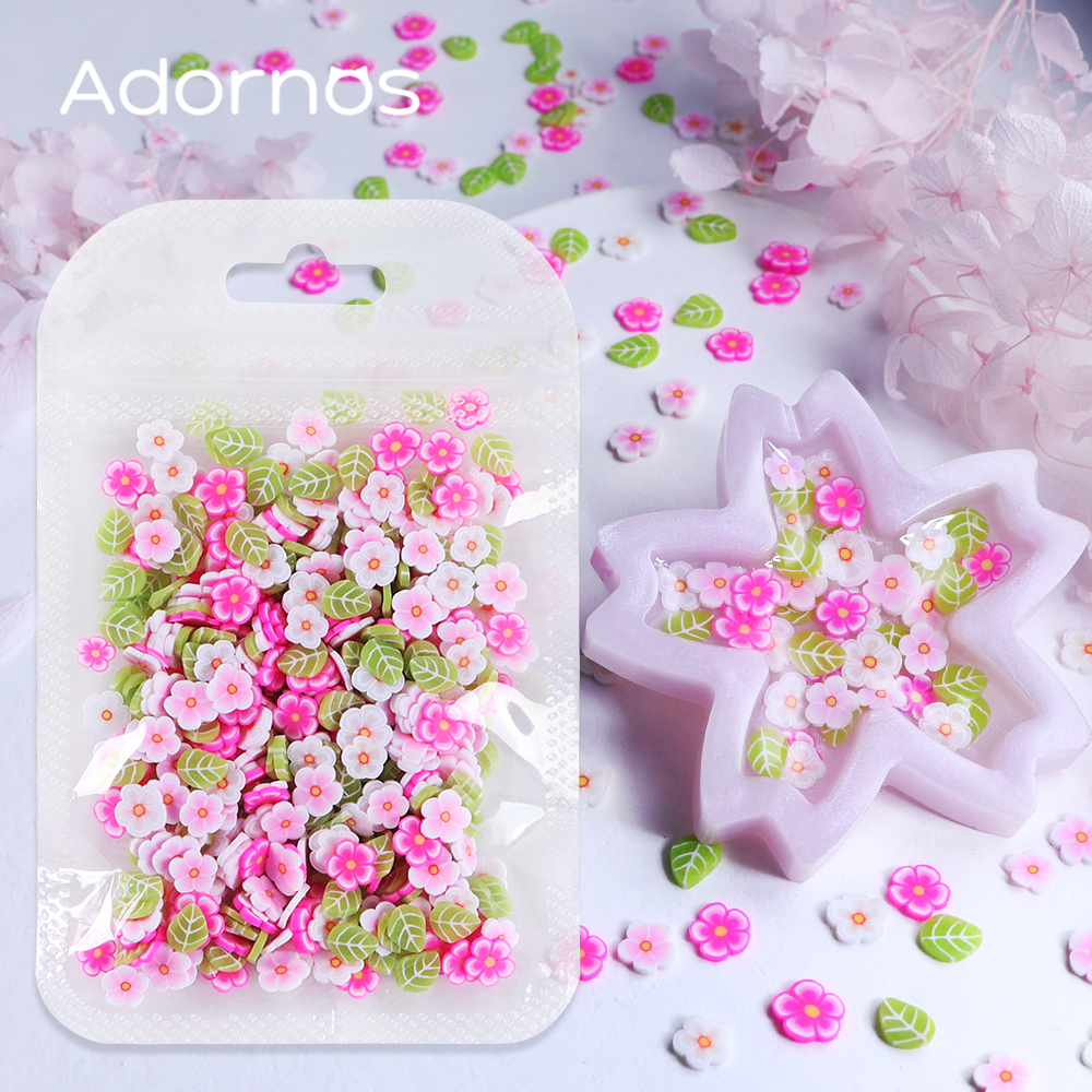 10g Pink Flowers Polymer Clay  - Gold Foil Flakes incelemesi ve fiyatı