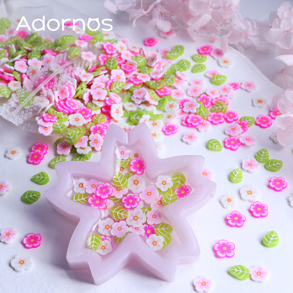 10g Pink Flowers Polymer Clay  - Gold Foil Flakes incelemesi ve fiyatı