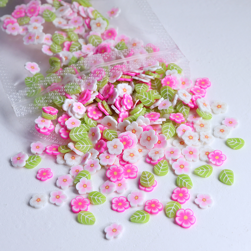 10g Pink Flowers Polymer Clay  - Gold Foil Flakes incelemesi ve fiyatı