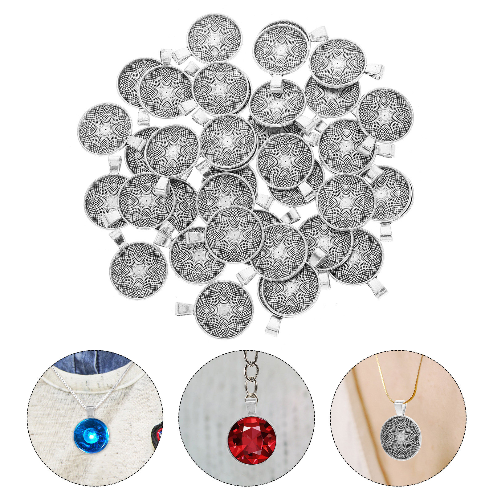 40Pcs Round Pendant Trays Flat - Crafting Resin incelemesi ve fiyatı