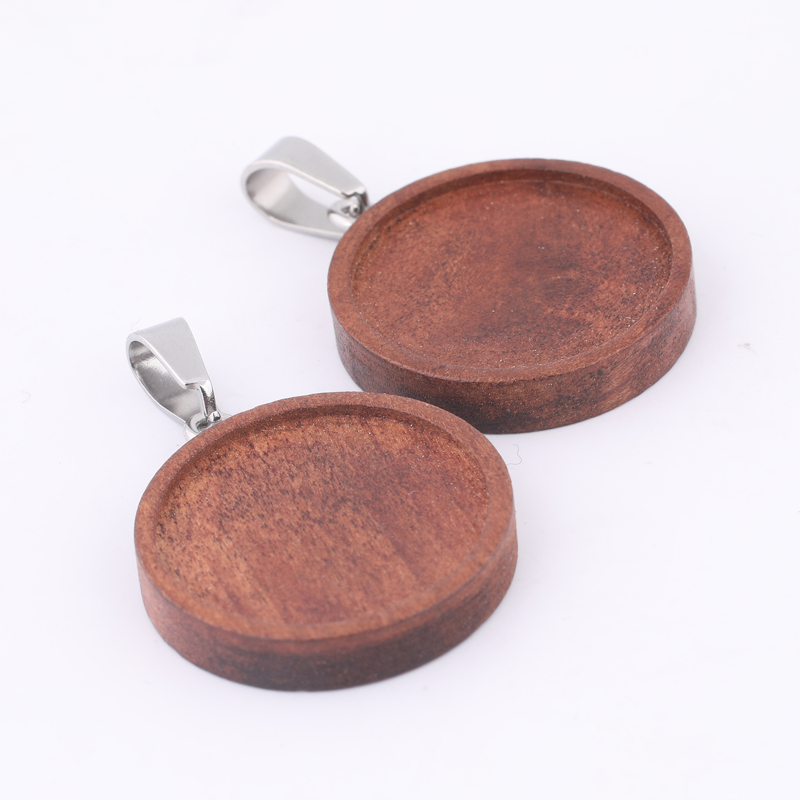 10pcs 20mm Round Wood Cabochon - Bezels Set Pendant incelemesi ve fiyatı