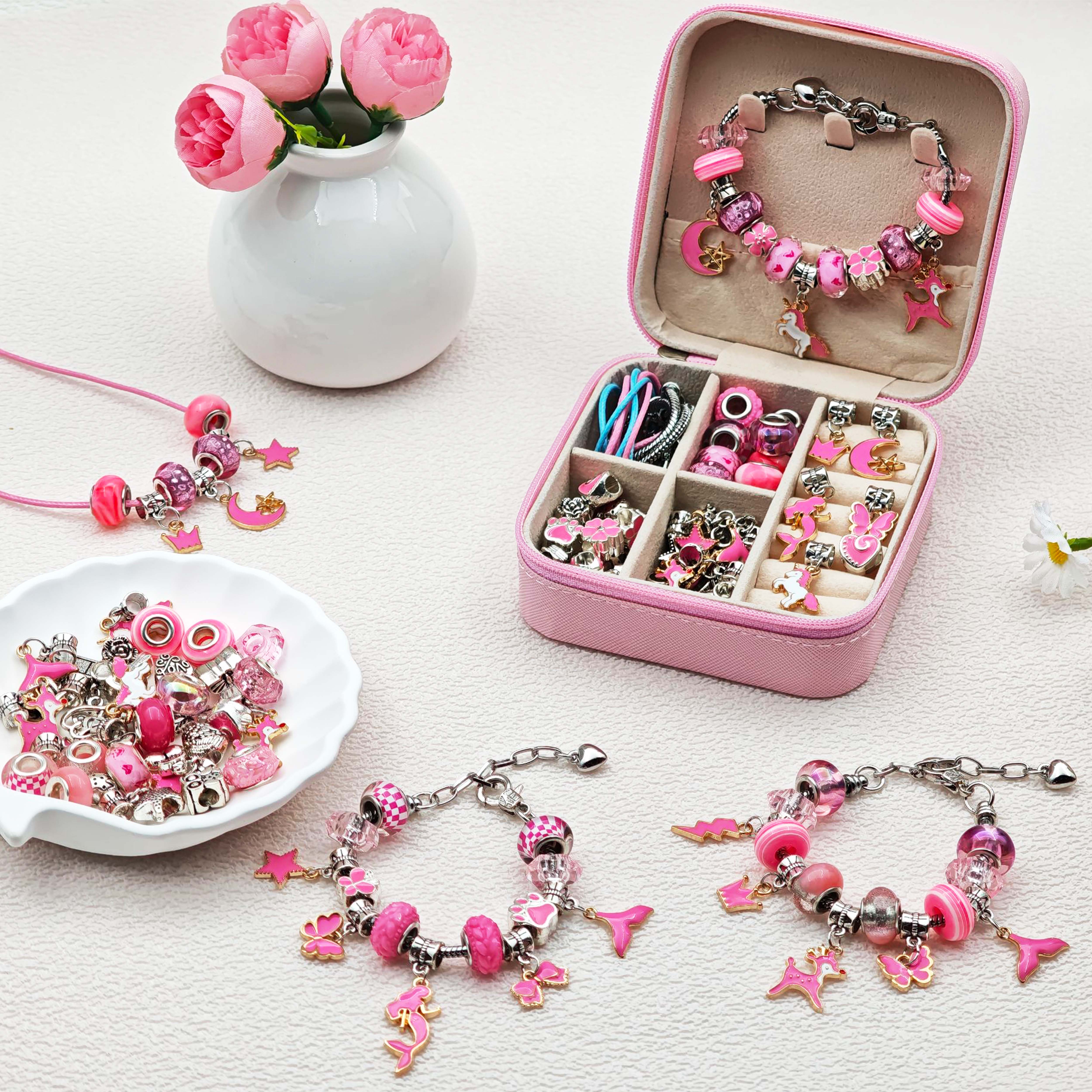 68pcs pink beaded jewelry set, - Resin Craft Kit incelemesi ve fiyatı