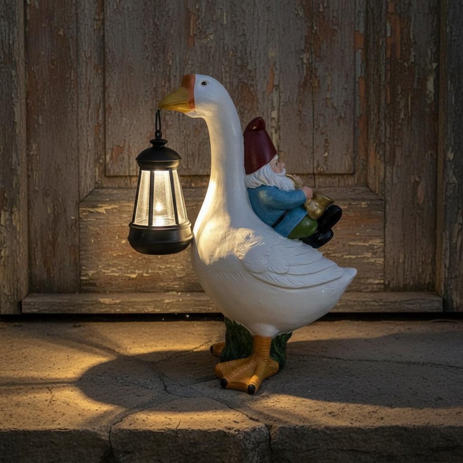 Gnome Riding Goose Statue Weat - Resin Crafts incelemesi ve fiyatı