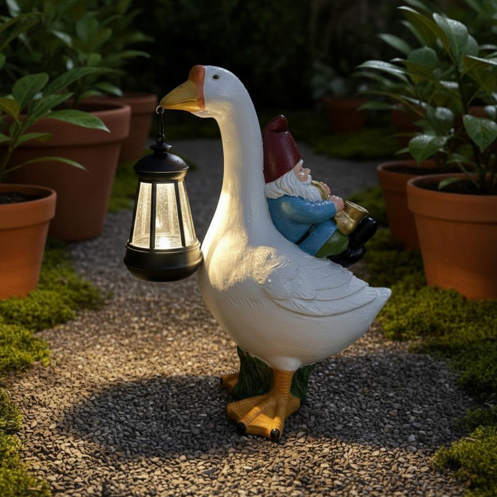 Gnome Riding Goose Statue Weat - Resin Crafts incelemesi ve fiyatı