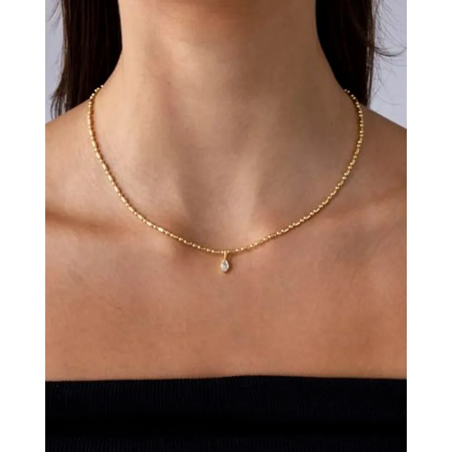 14K Gold Plated Dainty Tube Ba - Bezels Set Pendant incelemesi ve fiyatı